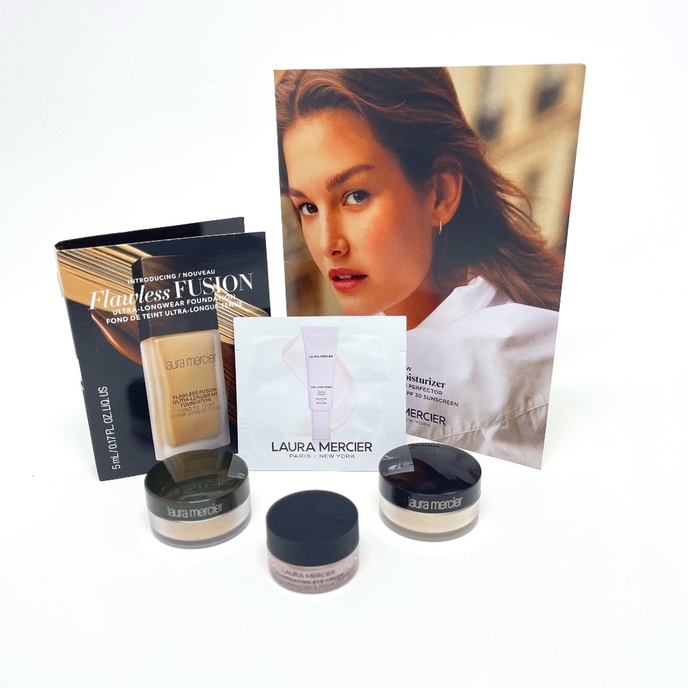 laura mercier 7 Samples including Deluxe Size Translucent Loose Setting Powder